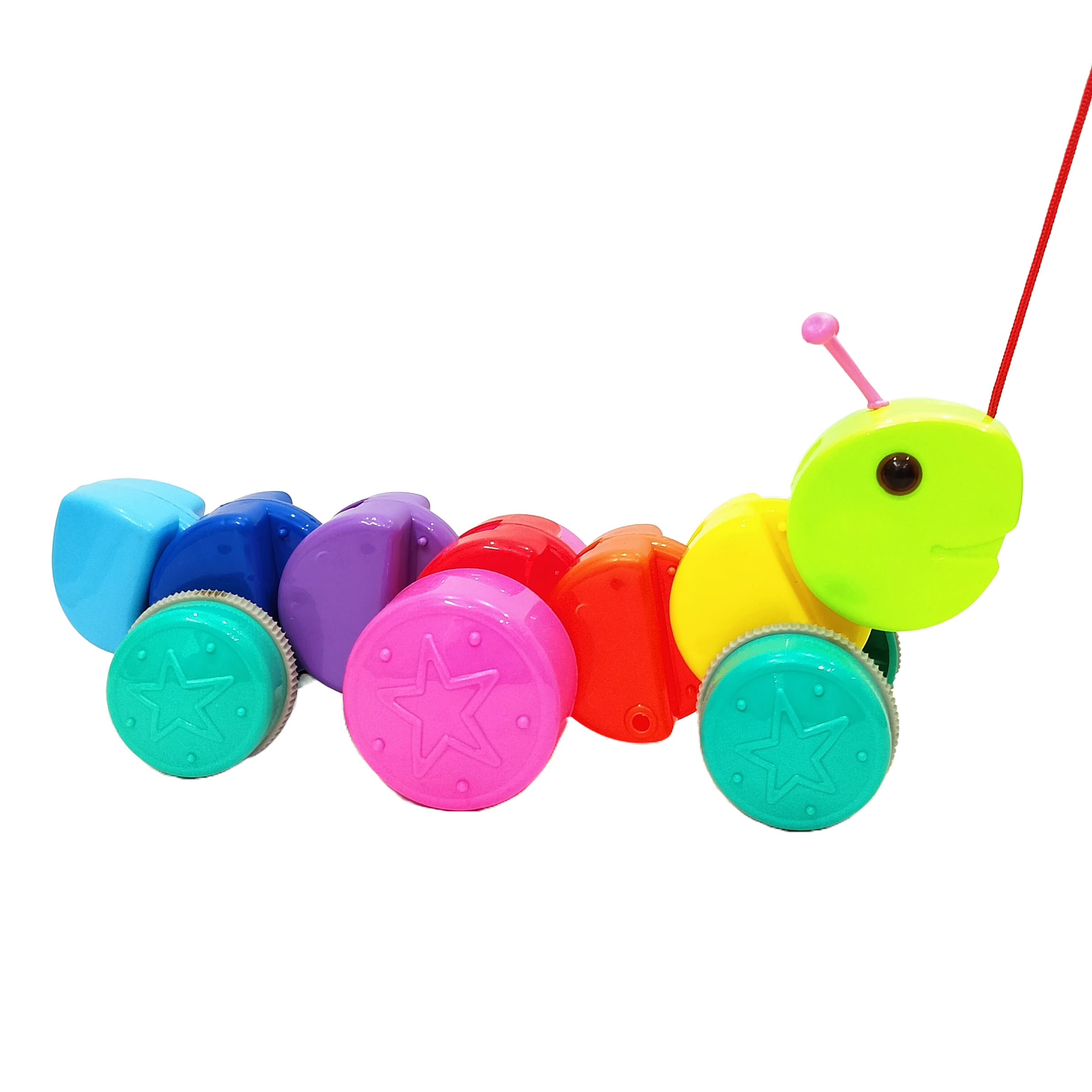 Khilauna Caterpillar Pull Toy WIth String | Swirly Caterpillar | Caterpillar Wheel Toy (Multicolor)