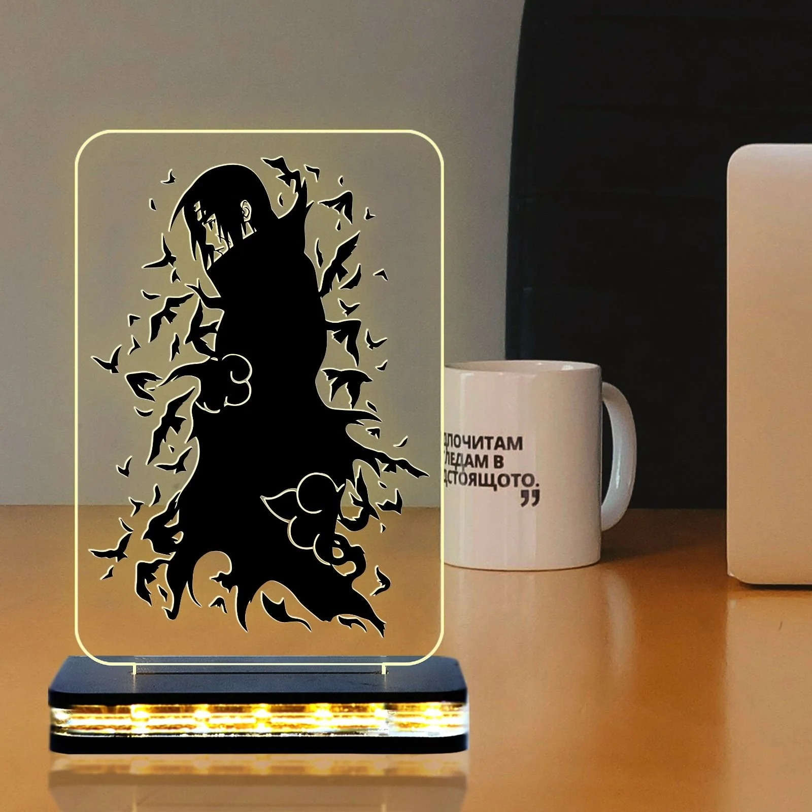 Giftkidukan Anime Naruto-Itachi554 Night Lamp with Stand Base Anime Home Decor Table Lamp (16 cm, yellow warm white)