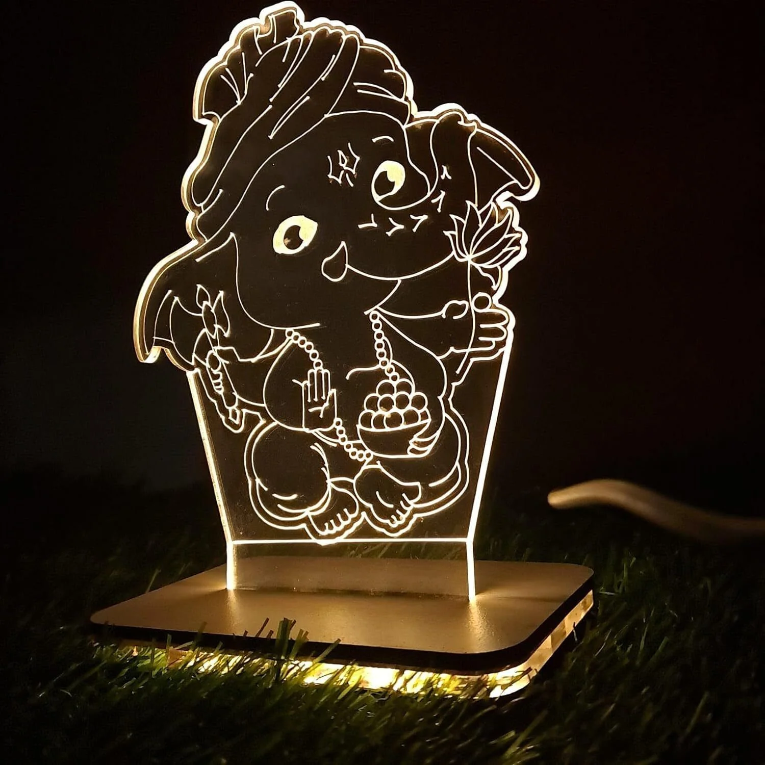 Giftkidukan Made in India Lord Ganesh Ji Night Lamp in Warm White Color Table Lamp (16 cm, yellow warm white)